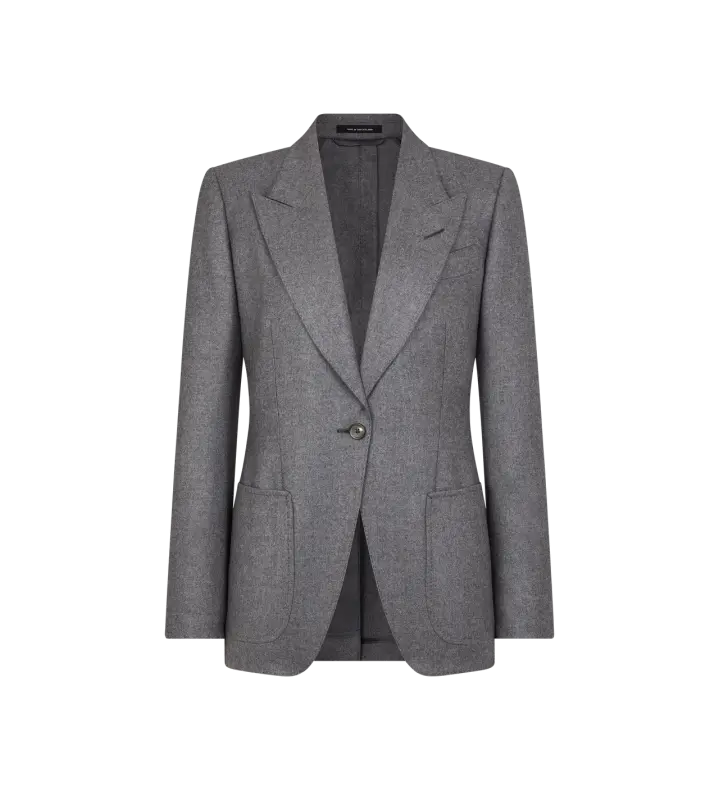 SINGLE BREASTED PEAK LAPEL CASHMERE JACKET GREY online